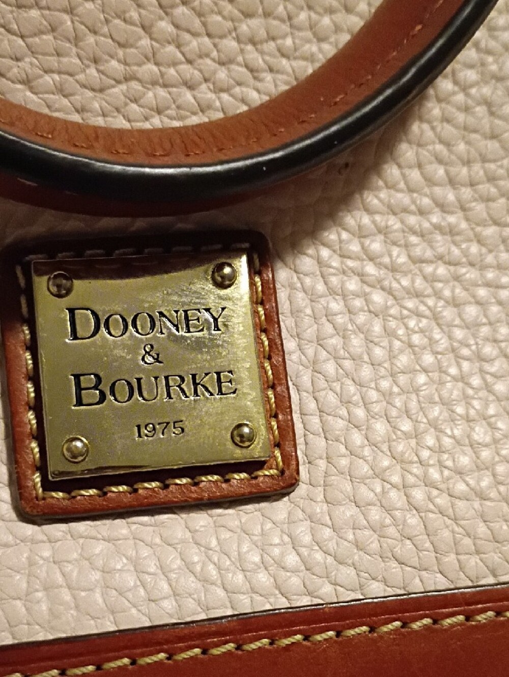 Dooney & Bourke Light Pink Pebbled Satchel with Brown Trim - Picture 2 of 5